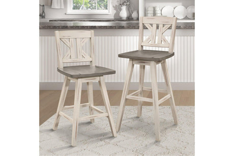 Amsonia White Sand Through Rustic Solid Wood, Veneer Rectangular Counter Height Dining Room Set - Ella Furniture