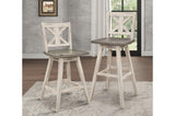 Amsonia White Sand Through Rustic Solid Wood And Veneer Rectangular Counter Height Dining Room Set - Ella Furniture