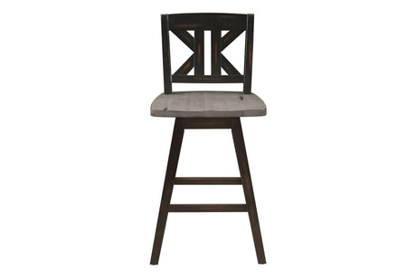 Amsonia Gray Swivel Chair Rustic Solid Wood And Veneer Rectangular Counter Height Dining Room Set - Ella Furniture