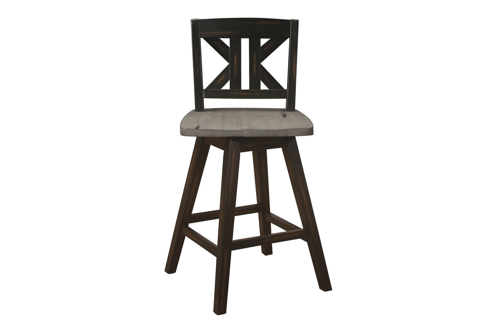 Amsonia Gray Swivel Chair Rustic Solid Wood And Veneer Rectangular Counter Height Dining Room Set - Ella Furniture