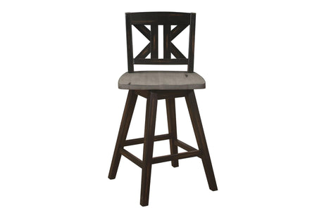 Amsonia Gray Swivel Chair Rustic Solid Wood And Veneer Rectangular Counter Height Dining Room Set - Ella Furniture