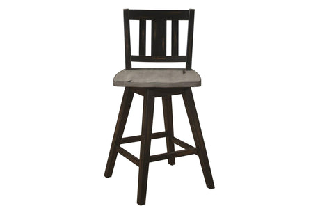 Amsonia Black Sand Through Rustic Solid Wood And Veneer Upholstered Rectangular Dining Room Set - Ella Furniture