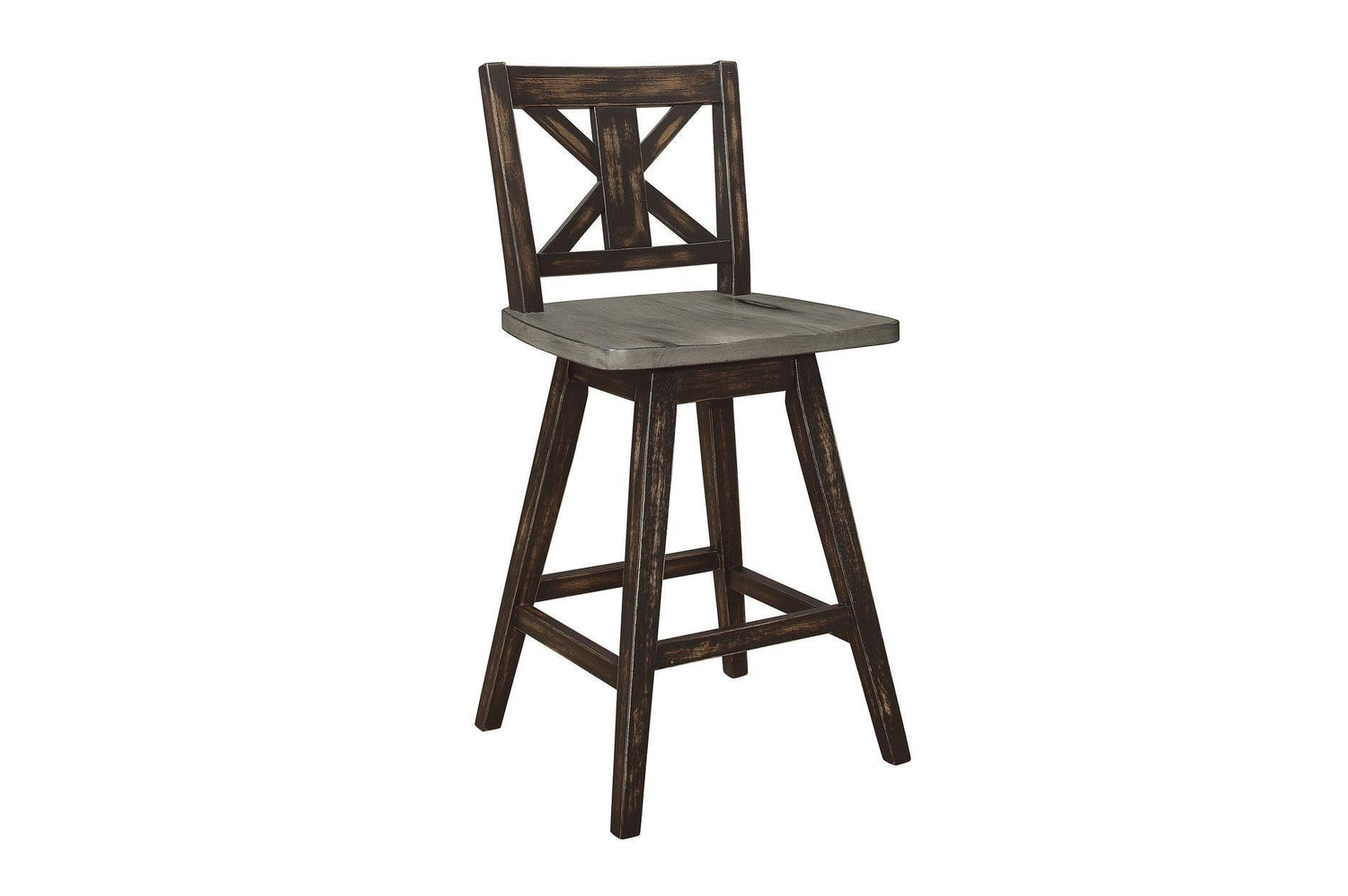 Amsonia Gray Modern Subtle Rustic Solid Rubberwood Rectangular Counter Height Dining Room Set - Ella Furniture