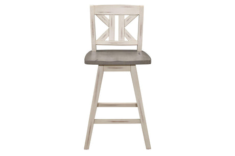 Amsonia White Sand Through Rustic Solid Wood, Veneer Rectangular Counter Height Dining Room Set - Ella Furniture