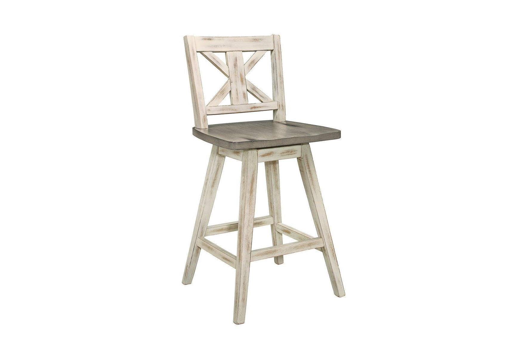 Amsonia White Sand Through Rustic Solid Wood And Veneer Rectangular Counter Height Dining Room Set - Ella Furniture