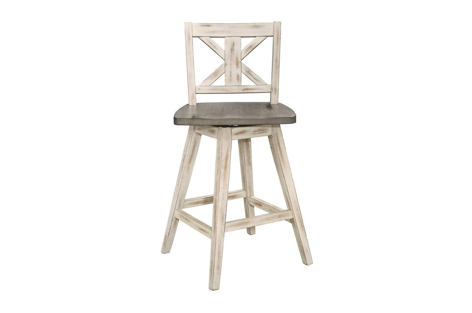 Amsonia White Sand Through Rustic Solid Wood And Veneer Rectangular Counter Height Dining Room Set - Ella Furniture