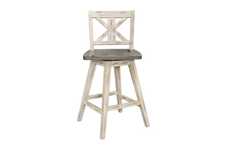 Amsonia White Sand Through Rustic Solid Wood And Veneer Rectangular Counter Height Dining Room Set - Ella Furniture