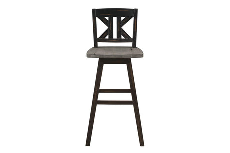 Amsonia Gray Swivel Chair Rustic Solid Wood And Veneer Rectangular Counter Height Dining Room Set - Ella Furniture