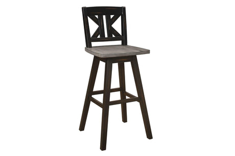 Amsonia Gray Swivel Chair Rustic Solid Wood And Veneer Rectangular Counter Height Dining Room Set - Ella Furniture