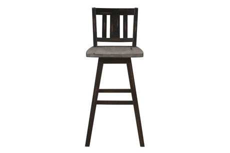 Amsonia Black Sand Through Rustic Solid Wood And Veneer Upholstered Rectangular Dining Room Set - Ella Furniture