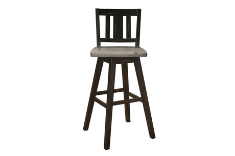 Amsonia Black Sand Through Rustic Solid Wood And Veneer Upholstered Rectangular Dining Room Set - Ella Furniture