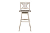 Amsonia White Sand Through Rustic Solid Wood, Veneer Rectangular Counter Height Dining Room Set - Ella Furniture