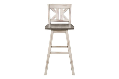 Amsonia White Sand Through Rustic Solid Wood, Veneer Rectangular Counter Height Dining Room Set - Ella Furniture
