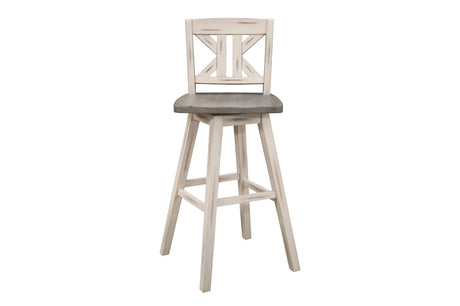 Amsonia White Sand Through Rustic Solid Wood, Veneer Rectangular Counter Height Dining Room Set - Ella Furniture