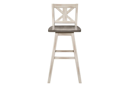Amsonia White Sand Through Rustic Solid Wood And Veneer Rectangular Counter Height Dining Room Set - Ella Furniture