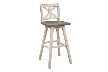Amsonia White Sand Through Rustic Solid Wood And Veneer Rectangular Counter Height Dining Room Set - Ella Furniture