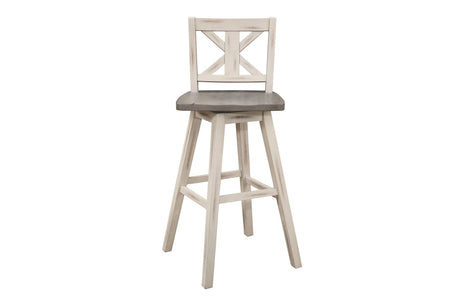 Amsonia White Sand Through Rustic Solid Wood And Veneer Rectangular Counter Height Dining Room Set - Ella Furniture
