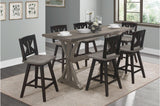 Amsonia Gray Swivel Chair Rustic Solid Wood And Veneer Rectangular Counter Height Dining Room Set - Ella Furniture