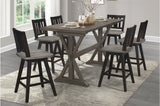 Amsonia Black Sand Through Rustic Solid Wood And Veneer Upholstered Rectangular Dining Room Set - Ella Furniture