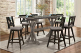 Amsonia Gray Modern Subtle Rustic Solid Rubberwood Rectangular Counter Height Dining Room Set - Ella Furniture