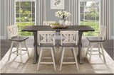 Amsonia White Sand Through Rustic Solid Wood, Veneer Rectangular Counter Height Dining Room Set - Ella Furniture