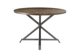 Fideo Rustic Modern Casual Wood And Metal Faux Leather Upholstered Seat Round Dining Room Set - Ella Furniture