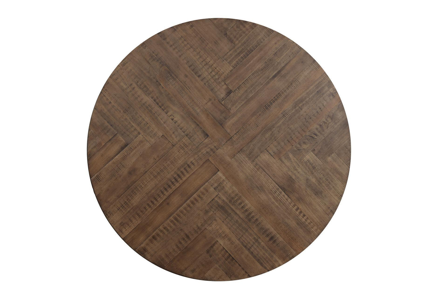 Fideo Rustic Modern Casual Wood And Metal Faux Leather Upholstered Seat Round Dining Room Set - Ella Furniture