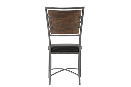 Fideo Rustic Modern Casual Wood And Metal Faux Leather Upholstered Seat Round Dining Room Set - Ella Furniture