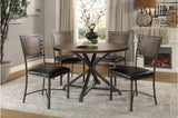 Fideo Rustic Modern Casual Wood And Metal Faux Leather Upholstered Seat Round Dining Room Set - Ella Furniture