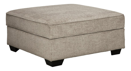 Bovarian Stone Chenille Ottoman - Ella Furniture