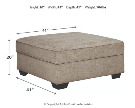 Bovarian Stone Chenille Ottoman - Ella Furniture