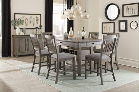 Granby Gray Solid Wood Fabric Upholstered Seat Rectangular Counter Height Dining Room Set - Ella Furniture