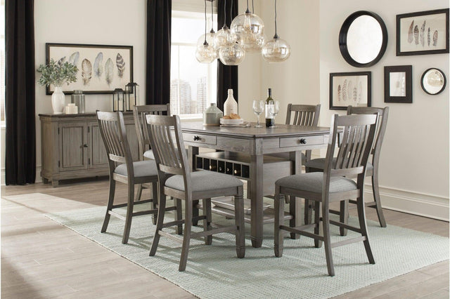 Granby Gray Solid Wood Fabric Upholstered Seat Rectangular Counter Height Dining Room Set - Ella Furniture