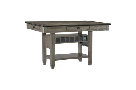 Granby Gray Solid Wood Fabric Upholstered Seat Rectangular Counter Height Dining Room Set - Ella Furniture