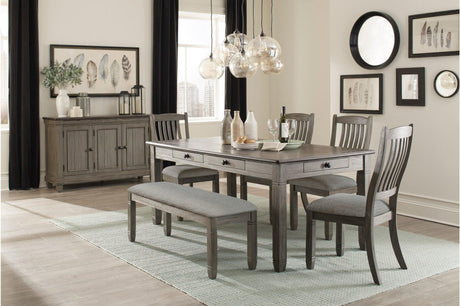 Granby Gray Modern Casual Solid Wood Fabric Upholstered Seat Rectangular Dining Room Set - Ella Furniture