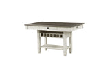 Granby Antique White, Rosy Brown Solid Wood Fabric Rectangular Storage Dining Room Set - Ella Furniture