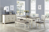 Granby Antique White, Rosy Brown Solid Wood Fabric Counter Height Storage Dining Room Set - Ella Furniture