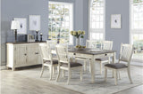 Granby Antique White, Rosy Brown Solid Wood Fabric Counter Height Storage Dining Room Set - Ella Furniture