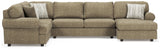 Hoylake Chocolate Chenille 3-Piece Sectional With Chaise 56402S1 - Ella Furniture