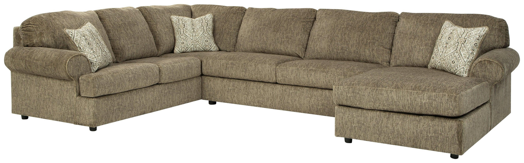 Hoylake Chocolate Chenille 3-Piece Sectional With Chaise 56402S1 - Ella Furniture