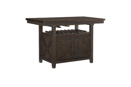 Oxton Rustic Contemporary Solid Wood Fabric Upholstered Storage Counter Height Dining Room Set - Ella Furniture
