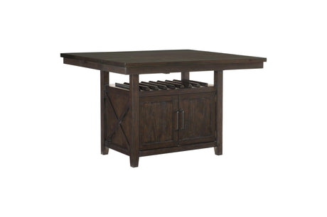 Oxton Epresso Modern Contemporary Solid Wood Faux Leather Storage Counter Height Dining Room Set - Ella Furniture