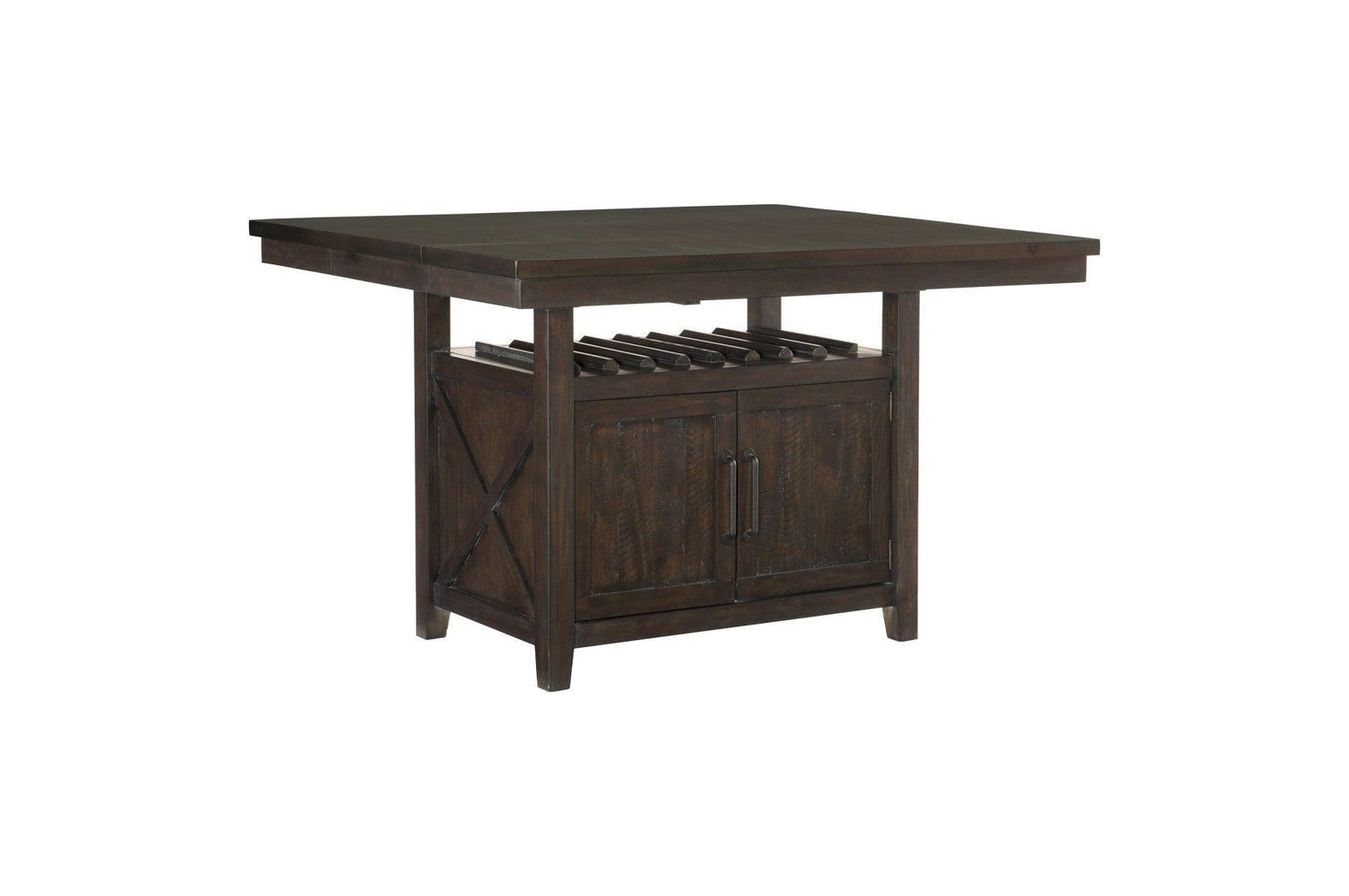 Oxton Rustic Contemporary Solid Wood Fabric Upholstered Storage Counter Height Dining Room Set - Ella Furniture