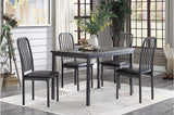 Tripp Black-Hued Industrial Faux Wood Metal Faux Leather Upholstered Dining Room Set - Ella Furniture