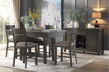 Baresford Gray Finish Contemporary Solid Wood Fabric Upholstery Storage Square Dining Room Set - Ella Furniture