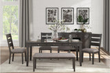 Baresford Gray Finish Contemporary Solid Wood Fabric Upholstery Seat Storage Dining Room Set - Ella Furniture