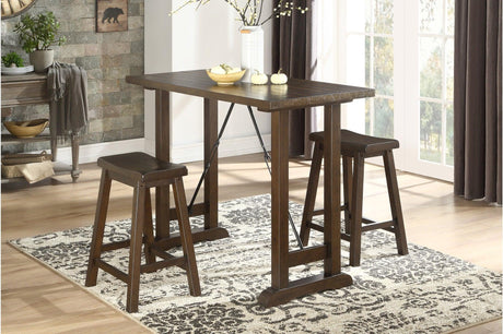Bracknell Brown Cherry Rustic Modern Casual Industrial Solid Wood Counter Height Dining Room Set - Ella Furniture