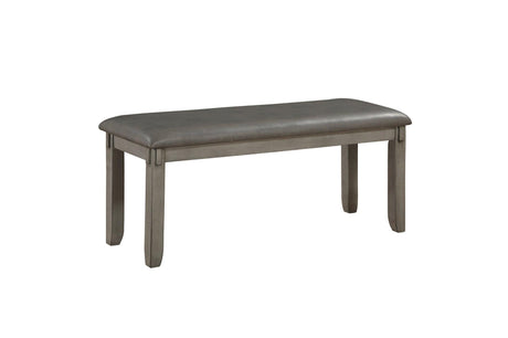 Holders Gray Finish Modern Transitional Casual Solid Wood Faux Leather Upholstery Dining Room Set - Ella Furniture