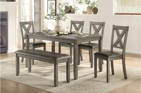 Holders Gray Finish Modern Transitional Casual Solid Wood Faux Leather Upholstery Dining Room Set - Ella Furniture
