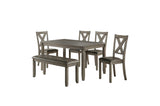 Holders Gray Finish Modern Transitional Casual Solid Wood Faux Leather Upholstery Dining Room Set - Ella Furniture